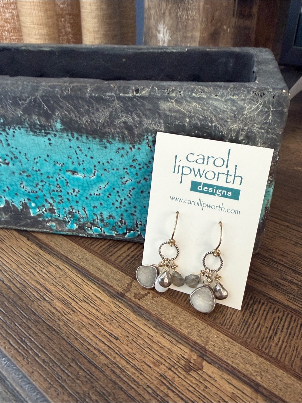 Carol Lipworth Artisan Mixed Metal Stalactite Agate Cluster Earrings